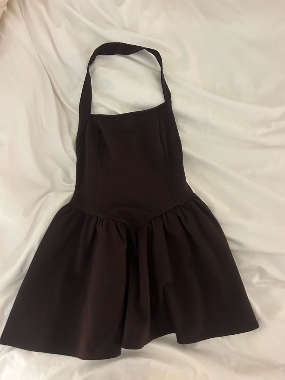 Women's Mini Halter Dress in Dark Chocolate Brown